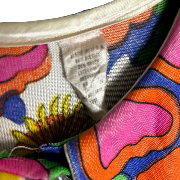 Vintage floral Robe psychedelic 60s Floral retro Mrs Roper disco Chic duster - Picture 4 of 7